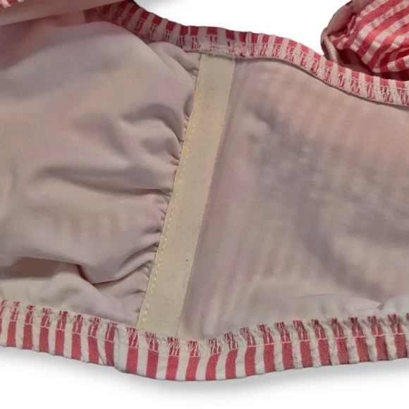 J Crew Bikini, One Shoulder Rend And White Stripe Bikini Top, Size Large - Picture 4 of 6